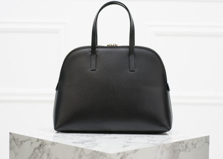 Dámská kožená kabelka do ruky na zip - černá -