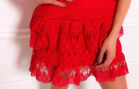 Dámské luxusní krajkové šaty - červená -