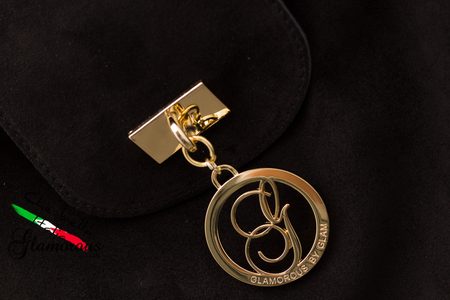 Dámska kožená kabelka - brúsená koža - čierna -