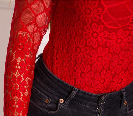 Body donna Due Linee - Rosso -