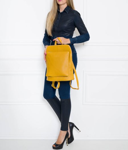 Women's real leather backpack Glamorous by GLAM - Yellow -