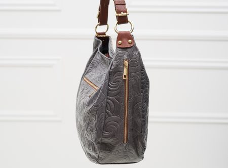 Real leather shoulder bag Glamorous by GLAM - Grey -