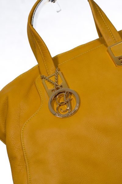 Dámská kožená kabelka žlutá se zlatými doplňky 