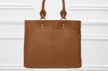 Damska skórzana torebka do ręki Guess Luxe - brązowy -