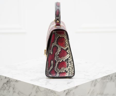 Elegantní kabelka do ruky celo hadí - vínová -