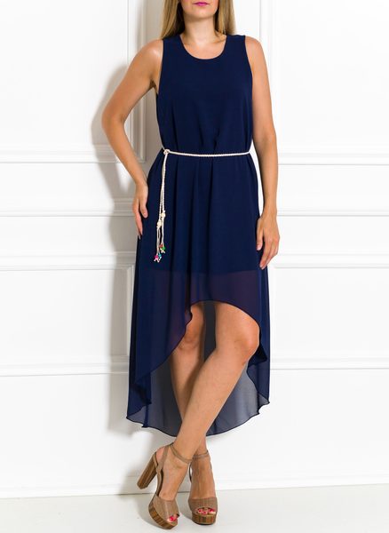 Dámske letné šaty asymetrické tmavo modré -