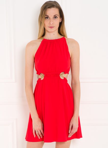 Guess by Marciano červené šaty se zlatými řetízky -