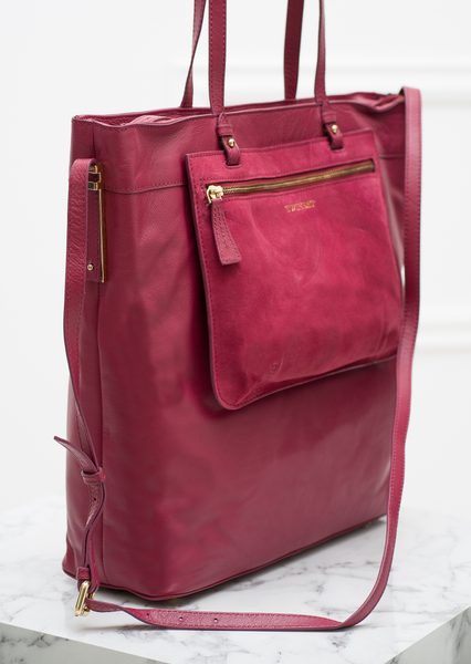 Real leather shoulder bag TWINSET - Wine -