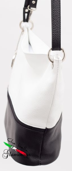 Real leather shoulder bag Glamorous by GLAM - Black-white -