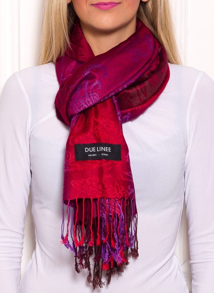 Dámská šála barevná s pruhy - červená -