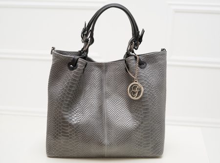 Real leather handbag Glamorous by GLAM - Grey -