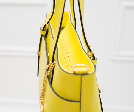 Real leather shoulder bag Glamorous by GLAM - Yellow -