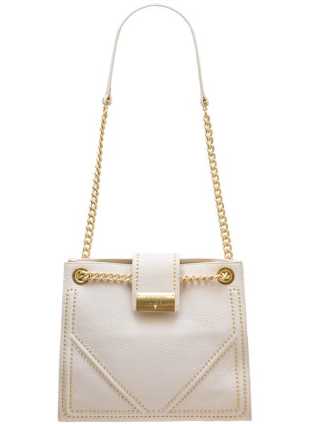 Real leather shoulder bag Guess Luxe - White -