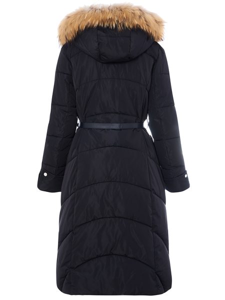 Dámská prošívaná zimní bunda s pravým mývalovcem -