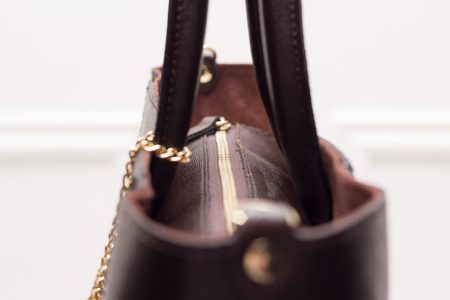 Kožená kabelka zo safiánové kože jednoduchá - tmavo hnedá -