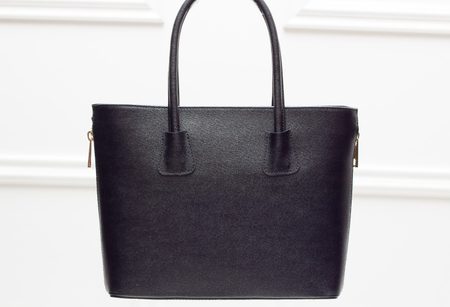 Dámska kožená kabelka so zipsom na boku - čierna -