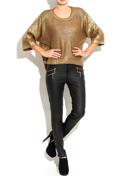 Svetr dámský zlatý - hnědý -