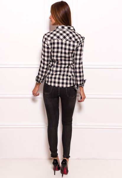 Dámska kockovaná košeľa - biela -