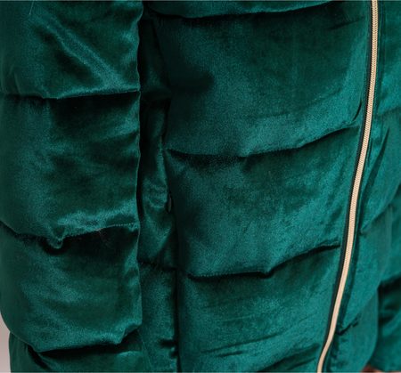 Dámská krátká bunda na zip velur - zelená -