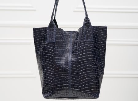 Real leather shopper bag Glamorous by GLAM - Blue -