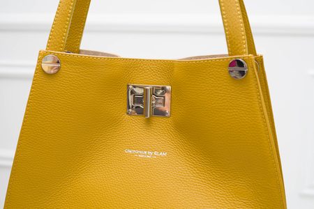 Real leather shoulder bag Glamorous by GLAM - Yellow -