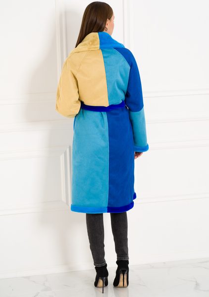 Dámský oboustranný kabát tricolor modrá -