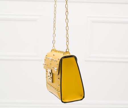 Real leather crossbody bag Glamorous by GLAM - Yellow -