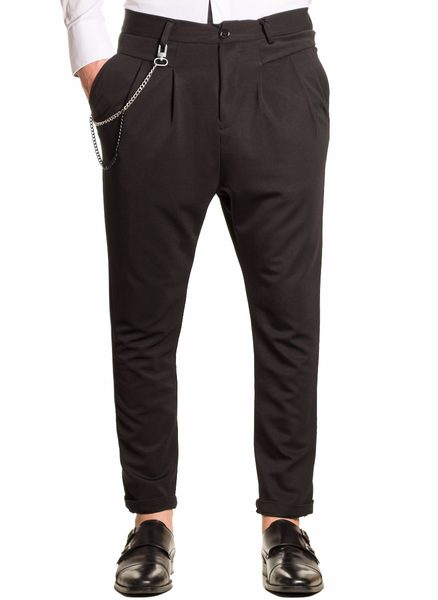 Pánske nohavice s retiazkou čierne -