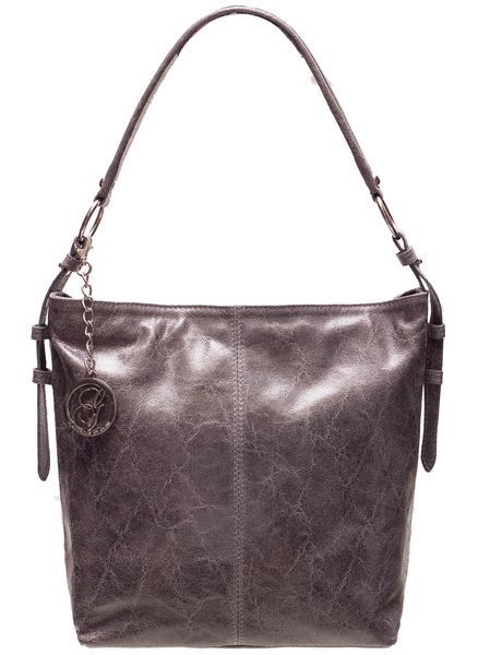 Dámska kožená kabelka sivá mäkká lesklá -