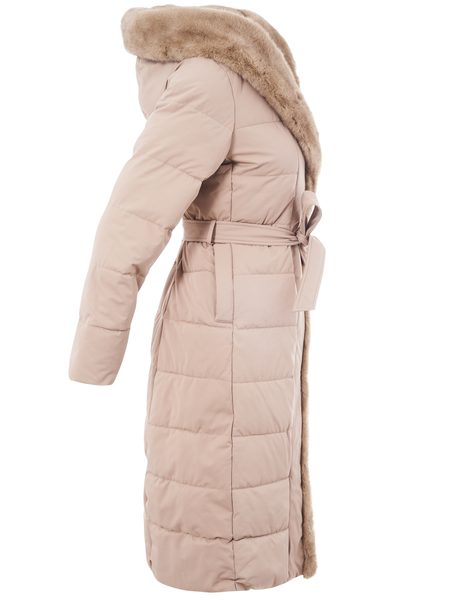 Dámská béžová zimní bunda s vegan fur lemováním -