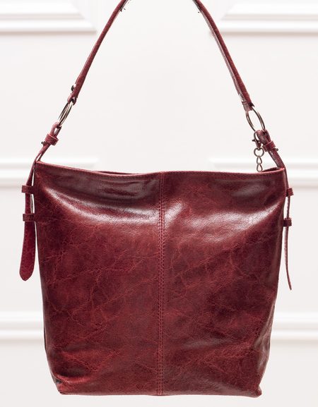 Dámská kožená kabelka vínová měkká lesklá -