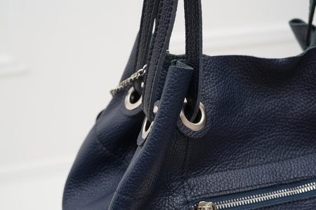 Dámska kožená kabelka cez rameno ANTONIA - tmavá modrá -