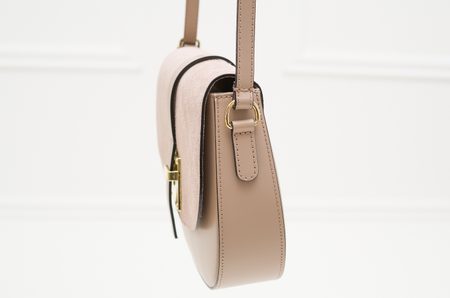 Dámská kožená crossbody kabelka kombinace semiš - světle růžová -