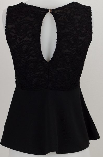 Dámske čipkované tielko peplum čierna -
