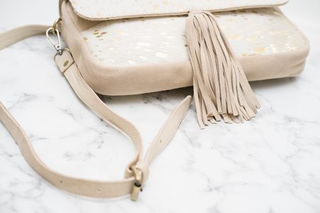 Real leather crossbody bag Glamorous by GLAM - Beige -