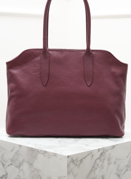 Kožená kabelka přes rameno vínová -