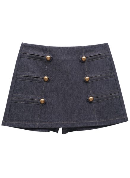 Compleu denim sacou și pantaloni scurți -