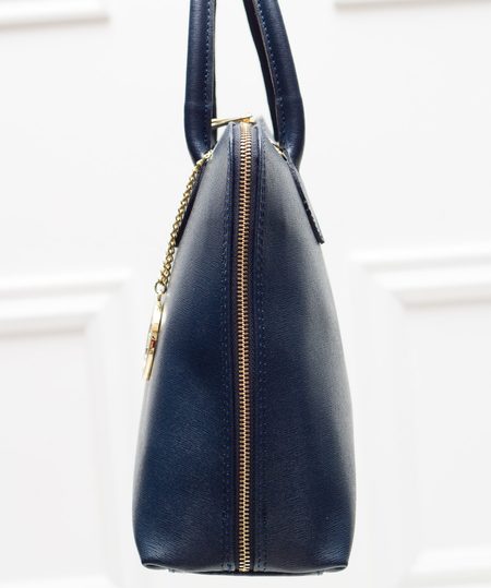 Dámska kožená kabelka - tmavá modrá -