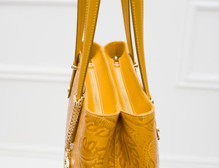 Real leather shoulder bag Glamorous by GLAM - Yellow -