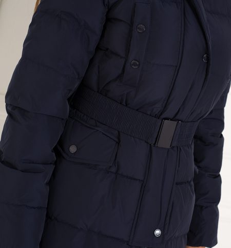 Chaqueta de invierno para mujer con piel de zorro real Due Linee - Azul -