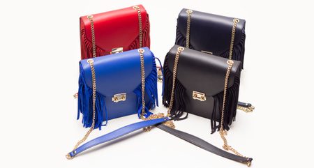 Dámske luxusné kožená kabelka cez plece - tmavá modrá -
