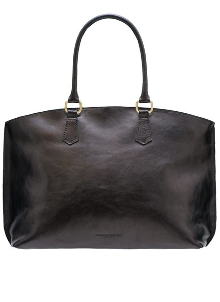 Kožená veľká kabelka jednoduchá - čierna -