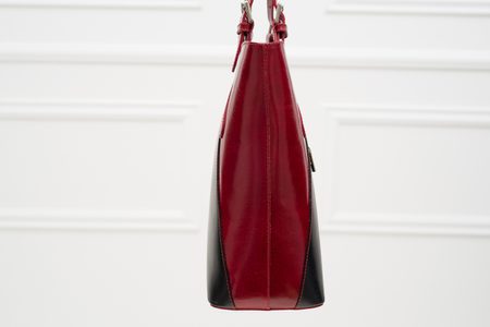 Dámská kožená kabelka pevná přes rameno černo - vínová -
