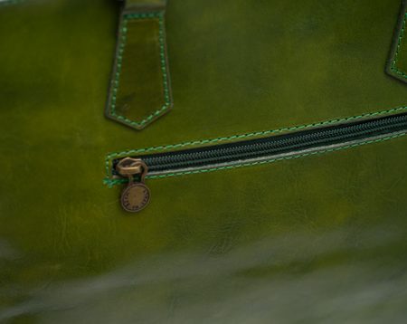 Kožená velká kabelka jednoduchá - zelená -