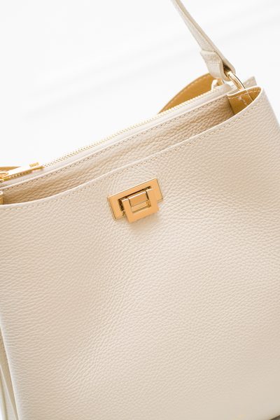 Real leather shoulder bag Glamorous by GLAM - Beige -