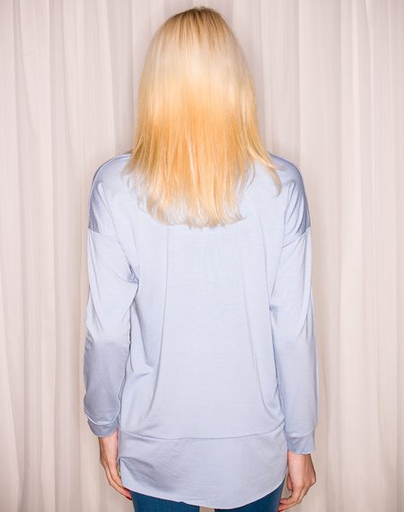 Dámský triko s barevným nápisem - modrá -