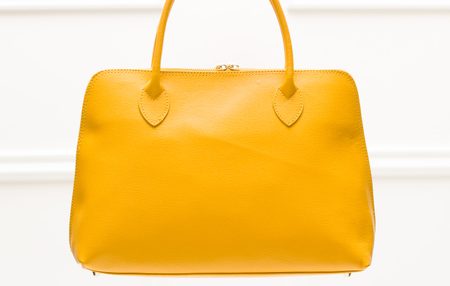 Dámska kožená kabelka zo safiánové kože - žltá -