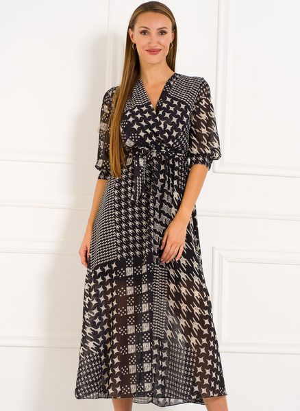 Rochie lungă de damă Due Linee - Alb-negru -