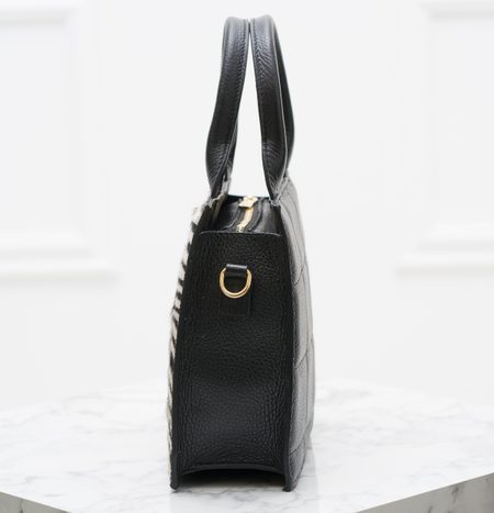 Real leather handbag Glamorous by GLAM - Black-white -