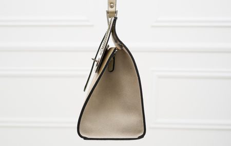 Dámská luxusní kabelka do ruky stříbrné zapínání - béžová -